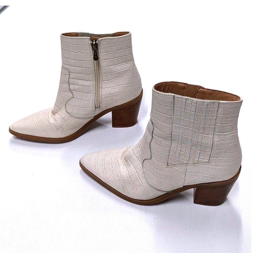 Coastal Western Croc‎ Embossed Waterproof Leather Ankle Boots Blondo VTG 7